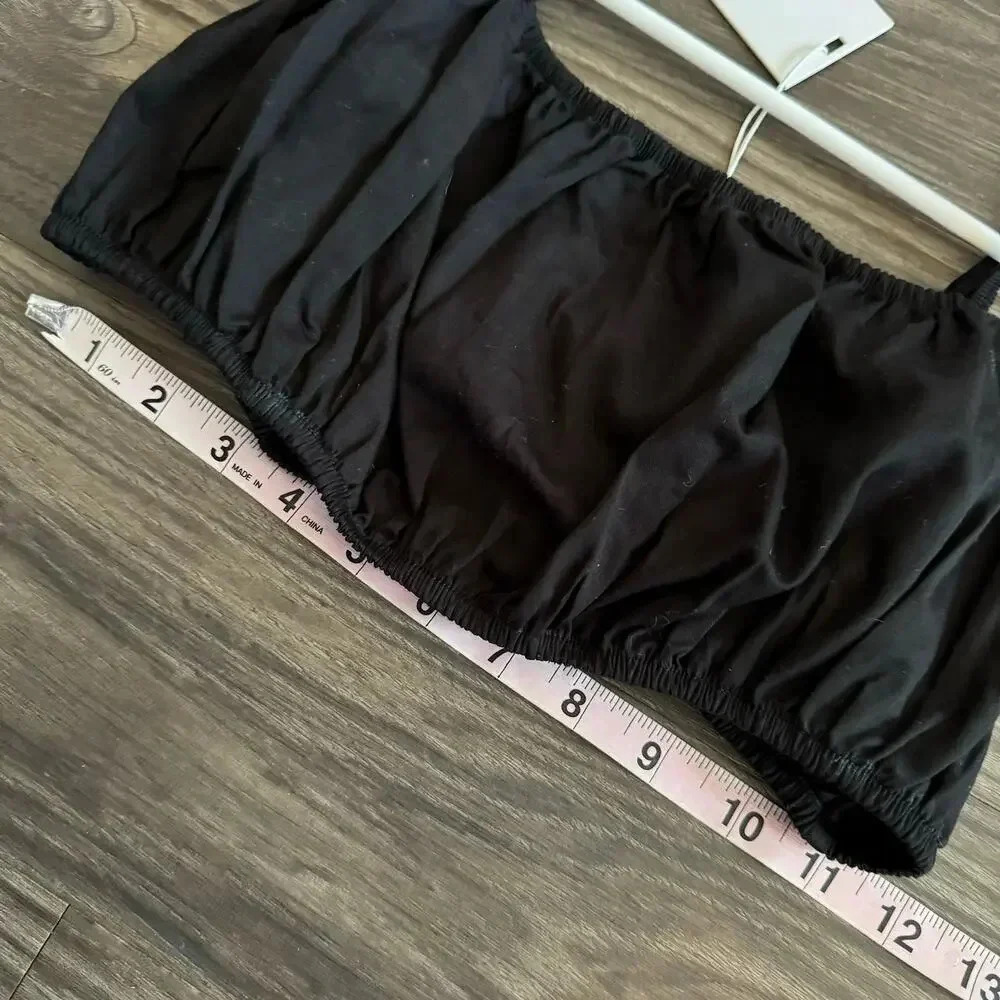 Mikoh Women’s Mini Crop Top Size Small Black Summer Stretch New Elastic Strap - Picture 3 of 10